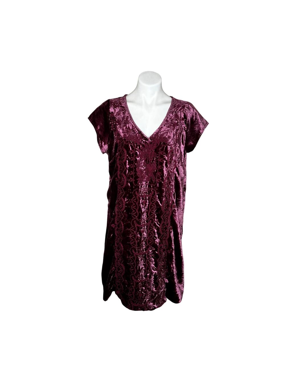 SOFT SURROUNDINGS Velvet V-Neck Short Sleeve Sheath Dress Size Medium